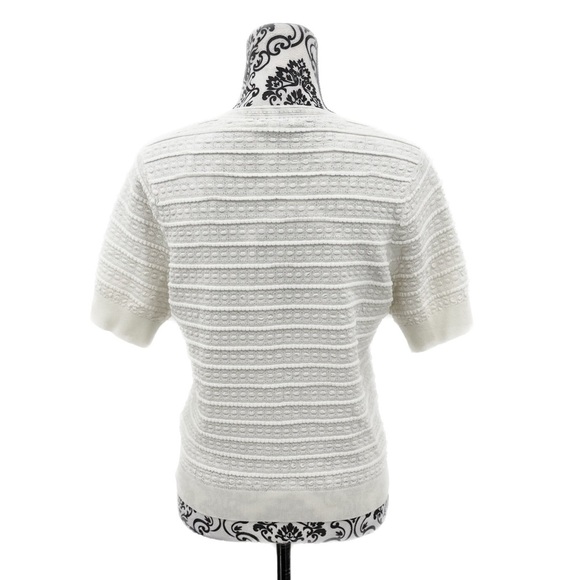 Rebecca Taylor Tech Lace Sweater White Textured Short Sleeve Crewneck Pullover - Picture 8 of 16